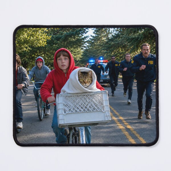 Item preview, Cat chased by FBI on bicycle  designed and sold by WiseBow.