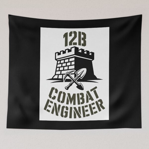 Item preview, 12B Combat Engineer — Castle Tower Emblem with Shovel and Pickaxe U.S. Army MOS Graphic designed and sold by GFamilyC.