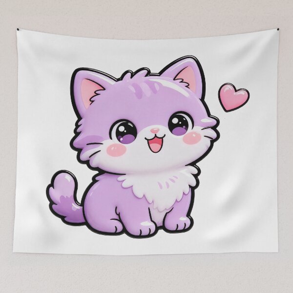 Item preview, Cute Purple Kitten with Heart  designed and sold by Raloel Art.