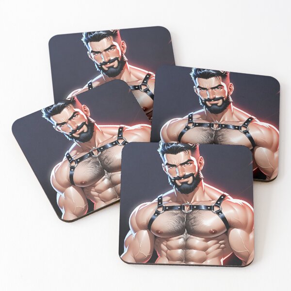 Item preview, Muscular Bearded Man in Leather Harness – Bold Masculine Art designed and sold by ZhivanCrimson.