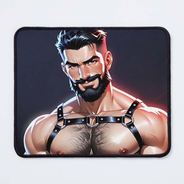 Item preview, Muscular Bearded Man in Leather Harness – Bold Masculine Art designed and sold by ZhivanCrimson.