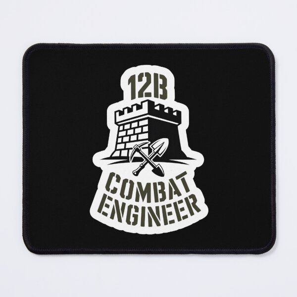 Item preview, 12B Combat Engineer — Castle Tower Emblem with Shovel and Pickaxe U.S. Army MOS Graphic White Outline designed and sold by GFamilyC.