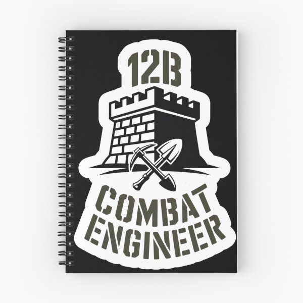 Item preview, 12B Combat Engineer — Castle Tower Emblem with Shovel and Pickaxe U.S. Army MOS Graphic White Outline designed and sold by GFamilyC.