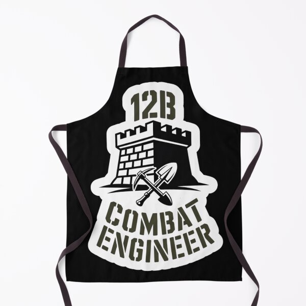 Item preview, 12B Combat Engineer — Castle Tower Emblem with Shovel and Pickaxe U.S. Army MOS Graphic White Outline designed and sold by GFamilyC.