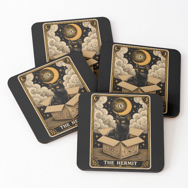 Item preview, The Hermit Black Cat Tarot Funny Cat Lover designed and sold by DuDuChben.