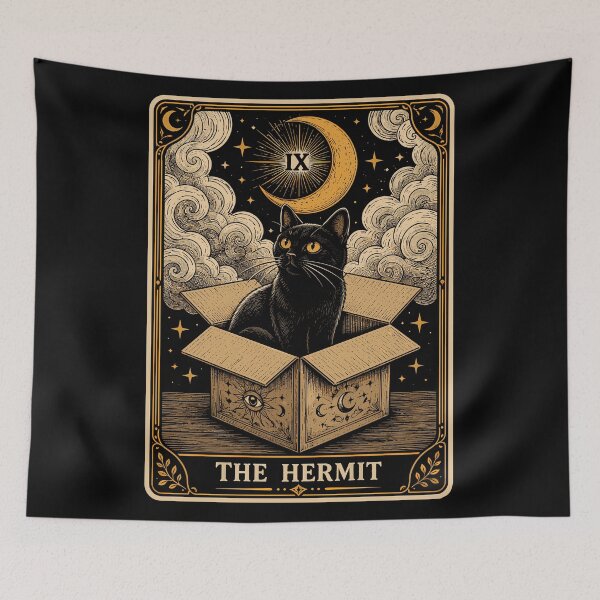 Item preview, The Hermit Black Cat Tarot Funny Cat Lover designed and sold by DuDuChben.