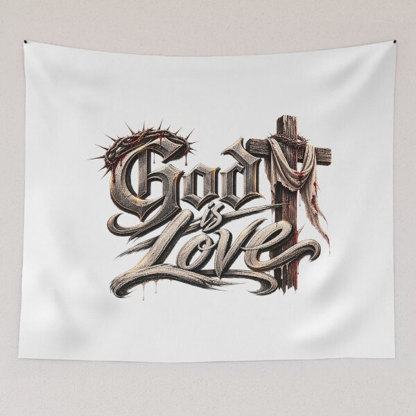 Item preview, God Is Love Christian Gothic Metal Cross And Crown Of Thorns designed and sold by Derekquie.