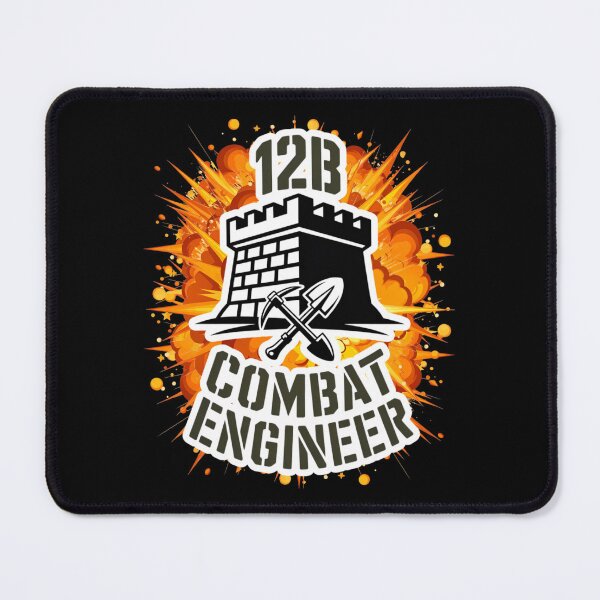 Item preview, 12B Combat Engineer — Castle Tower Emblem with Shovel and Pickaxe U.S. Army MOS Graphic White Outline Explosion designed and sold by GFamilyC.