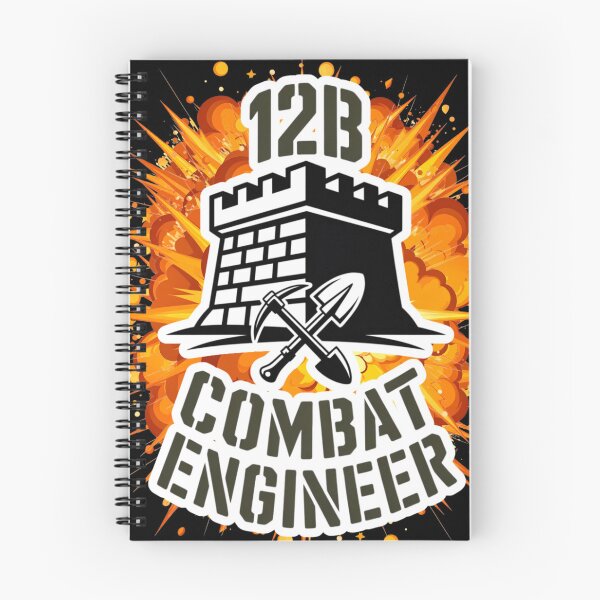 Item preview, 12B Combat Engineer — Castle Tower Emblem with Shovel and Pickaxe U.S. Army MOS Graphic White Outline Explosion designed and sold by GFamilyC.