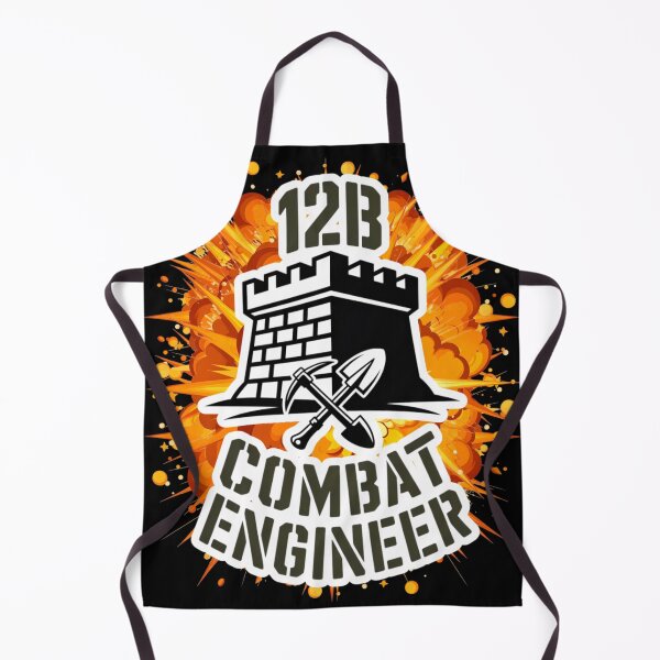 Item preview, 12B Combat Engineer — Castle Tower Emblem with Shovel and Pickaxe U.S. Army MOS Graphic White Outline Explosion designed and sold by GFamilyC.