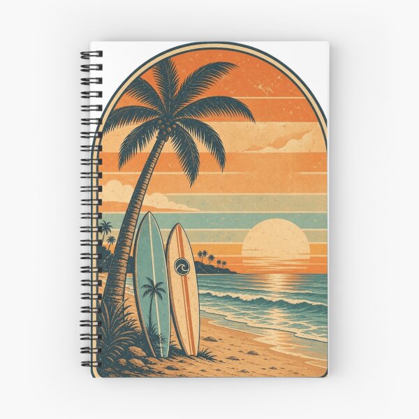 Item preview, Retro Surfboards Beach Sunset Coastal Pin designed and sold by Retro Surf & Roam.