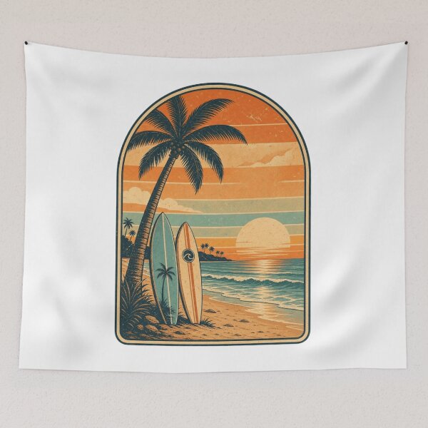 Item preview, Retro Surfboards Beach Sunset Coastal Pin designed and sold by Retro Surf & Roam.