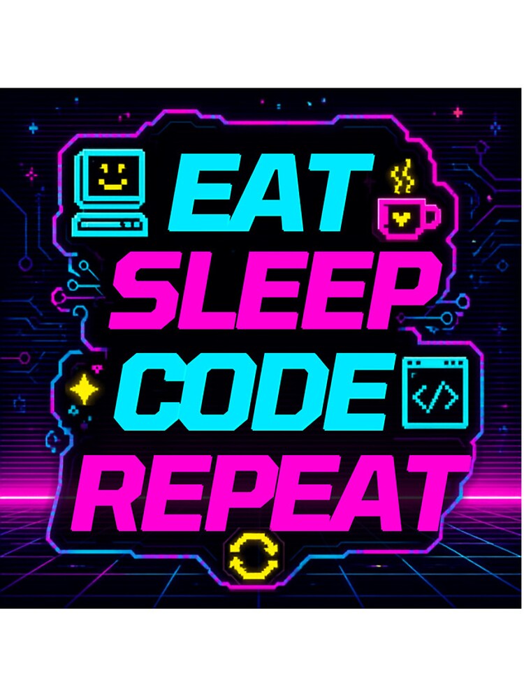 Thumbnail 4 of 4, iPhone Case, Eat Sleep Code Repeat Retro Cyberpunk Programmer Sticker designed and sold by CagriCreates.