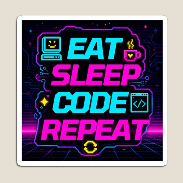 Item preview, Eat Sleep Code Repeat Retro Cyberpunk Programmer Sticker designed and sold by CagriCreates.