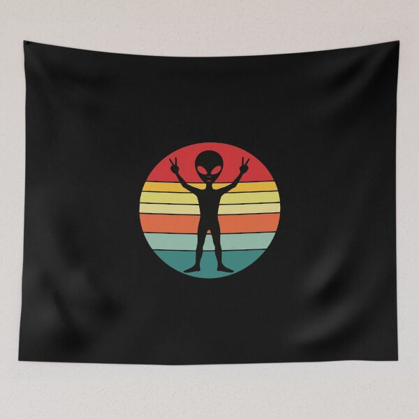 Item preview, Alien Peace Sign Sunset Vintage Extraterrestrial UFO designed and sold by PopStars1993.