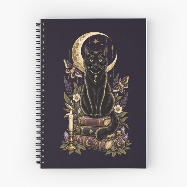 Item preview, Moonlit Library Cat – Celestial Dark Academia designed and sold by printheavenart.