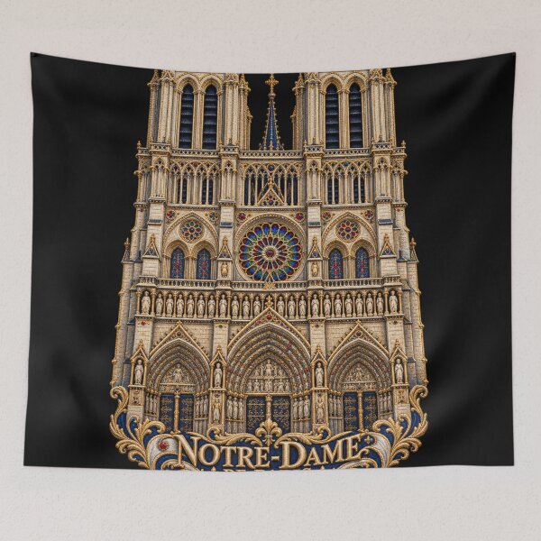 Item preview, Notre Dame de Paris Embroidered Gothic Cathedral Architecture designed and sold by Emoji Emblems.