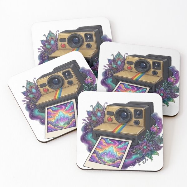 Item preview, Retro Instant Camera & Colorful Cosmic Flowers – Psychedelic Photography Sticker designed and sold by Anstickerrr.