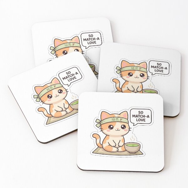 Item preview, So Match-a Love Cute Matcha Kitty - Green Tea Sticker with Text designed and sold by SimpleP.