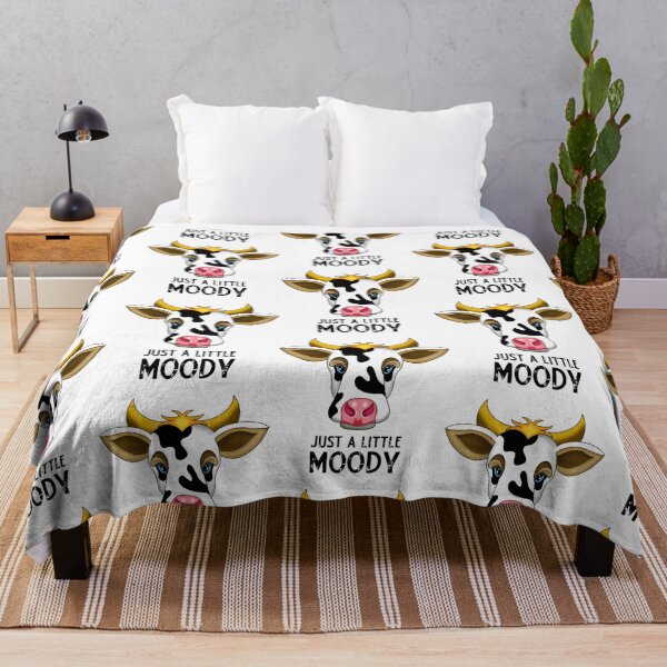Item preview, Just A Little Moody Cow Cartoon Drawing - Black Typography designed and sold by lane-beattiec.