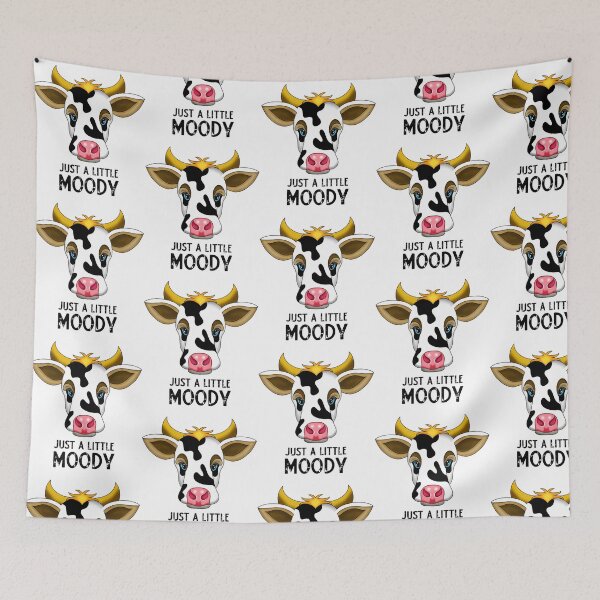 Item preview, Just A Little Moody Cow Cartoon Drawing - Black Typography designed and sold by lane-beattiec.