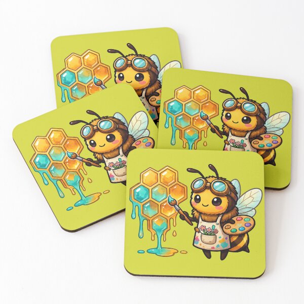 Item preview, Cute Honey Bee Artist – Whimsical Honeycomb Painter designed and sold by avocado_guy.