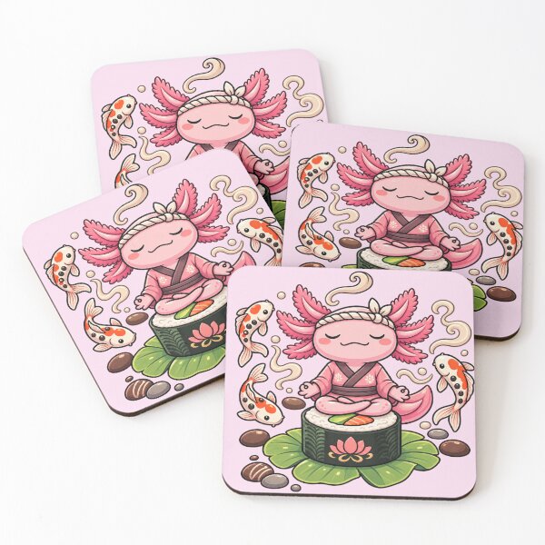 Item preview, Cute Zen Axolotl Meditating with Koi Fish designed and sold by avocado_guy.
