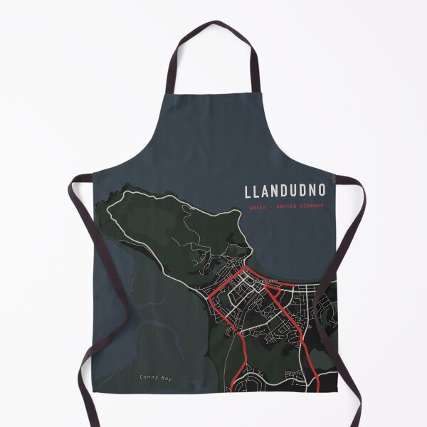 Aperçu de l'œuvre Llandudno Map Poster - Industrial Red créée et vendue par Patterned by Pixels.