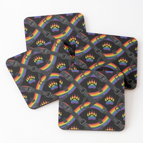 Item preview, Pride Rainbow Leather Harness Paw Print Pattern designed and sold by ZhivanCrimson.