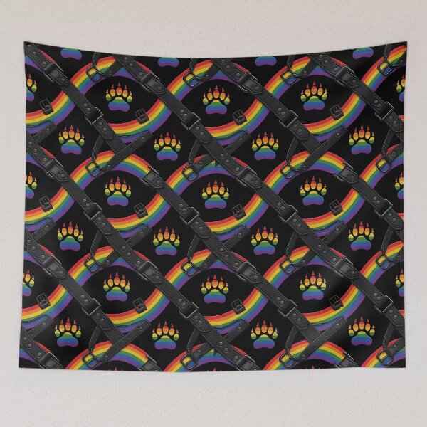 Item preview, Pride Rainbow Leather Harness Paw Print Pattern designed and sold by ZhivanCrimson.