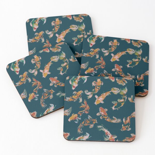 Item preview, Nocturnal Koi Jazz - Deep Teal & Emerald designed and sold by Lidra Zehcnas.