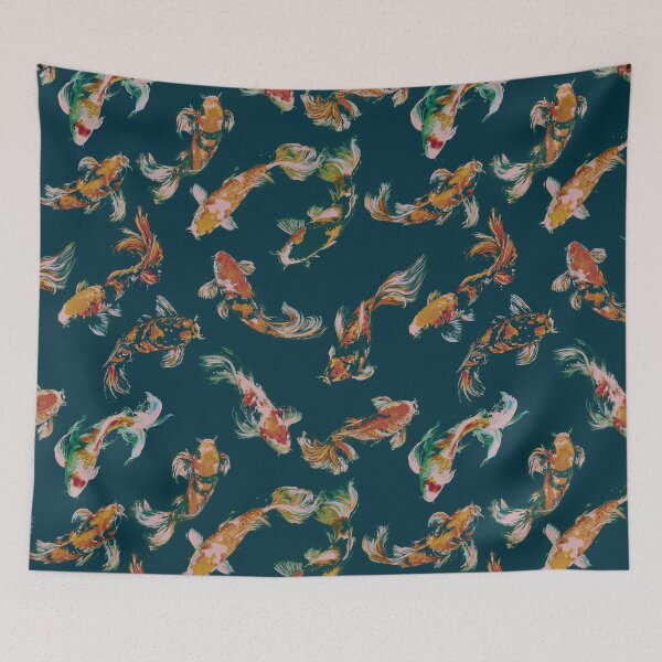 Item preview, Nocturnal Koi Jazz - Deep Teal & Emerald designed and sold by Lidra Zehcnas.