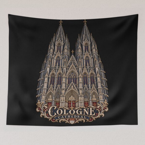 Item preview, Cologne Cathedral Embroidery – Kölner Dom Gothic Architecture Art designed and sold by Emoji Emblems.