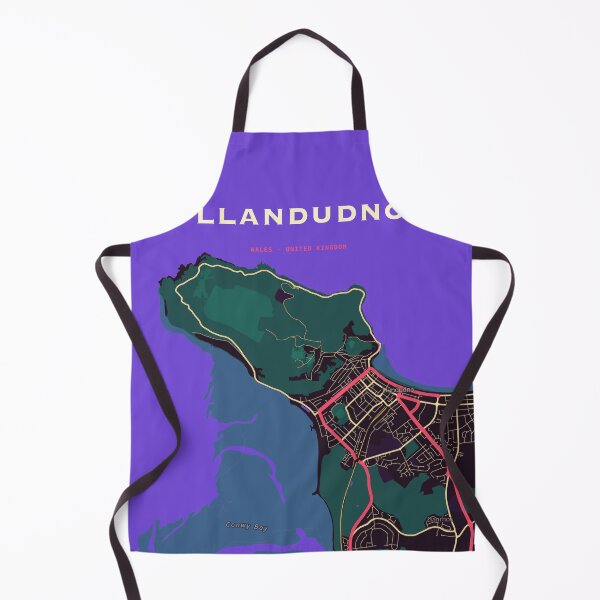 Aperçu de l'œuvre Llandudno Map Poster - Arcade Sunset créée et vendue par Patterned by Pixels.