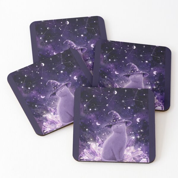 Item preview, Mystical Wizard Cat on Crystal Magic Circle designed and sold by Moody Vibes Studio.