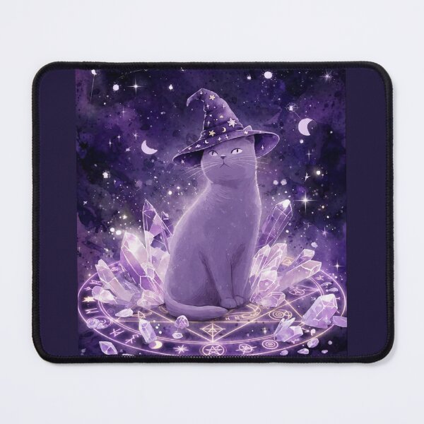 Item preview, Mystical Wizard Cat on Crystal Magic Circle designed and sold by Moody Vibes Studio.