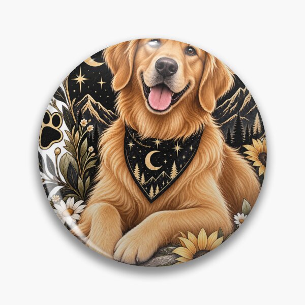 Item preview, Celestial Golden Retriever – Moon & Stars Dog designed and sold by GridDecay.