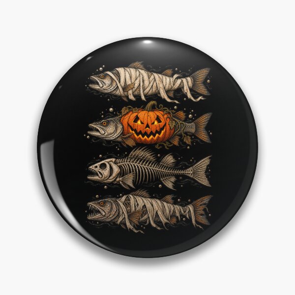 Item preview, Spooky Halloween Fish Mummy Pumpkin Skeleton Horror designed and sold by will freed18.