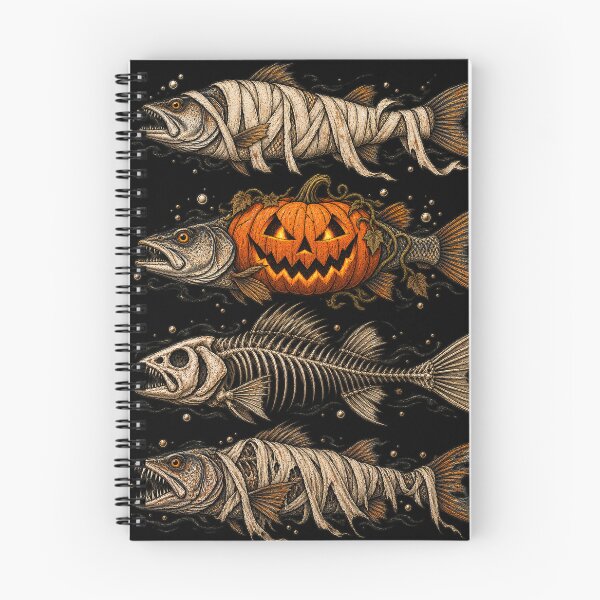 Item preview, Spooky Halloween Fish Mummy Pumpkin Skeleton Horror designed and sold by will freed18.