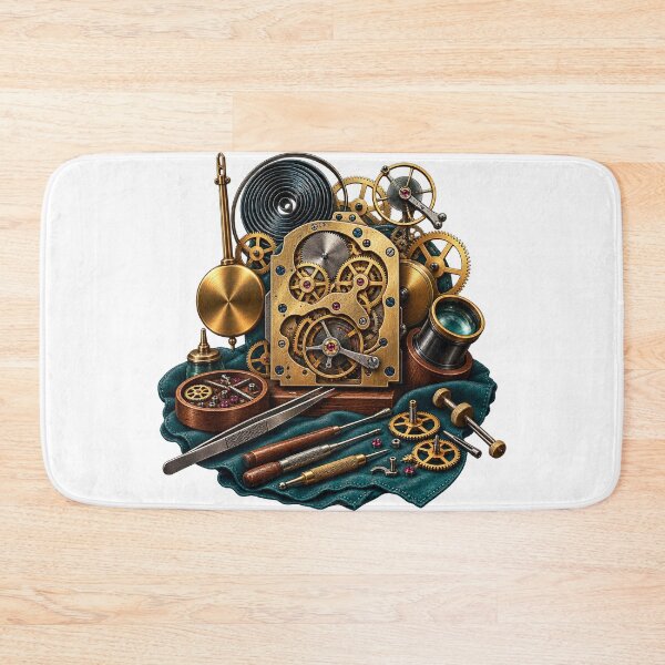 Item preview, Horology Workshop Gift – Vintage Clock Repair Bench designed and sold by UrbanCanvvas.
