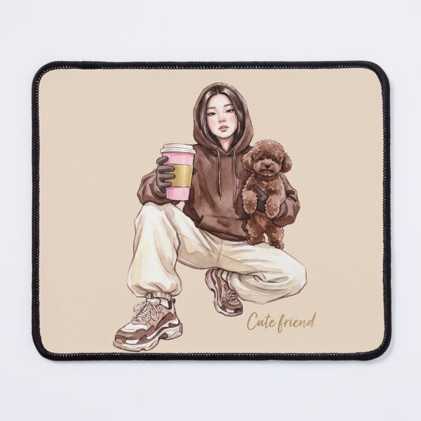 Item preview, Sticker: Girl with a puppy. Korean street style. designed and sold by BoomPoster.