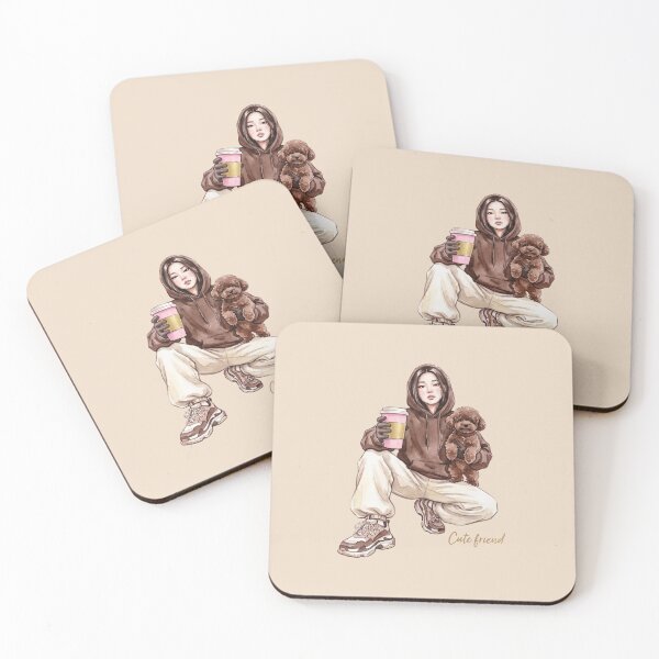 Item preview, Sticker: Girl with a puppy. Korean street style. designed and sold by  BoomPoster.