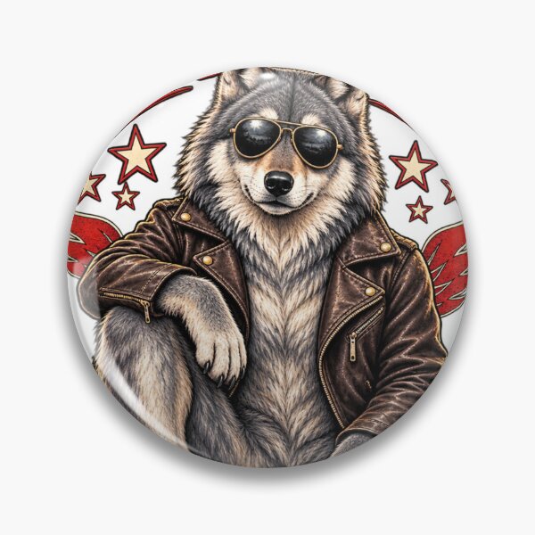 Item preview, Cool Wolf Club – Vintage Wolf in Leather Jacket & Aviator Sunglasses designed and sold by droidtech.