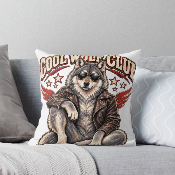 Item preview, Cool Wolf Club – Vintage Wolf in Leather Jacket & Aviator Sunglasses designed and sold by droidtech.