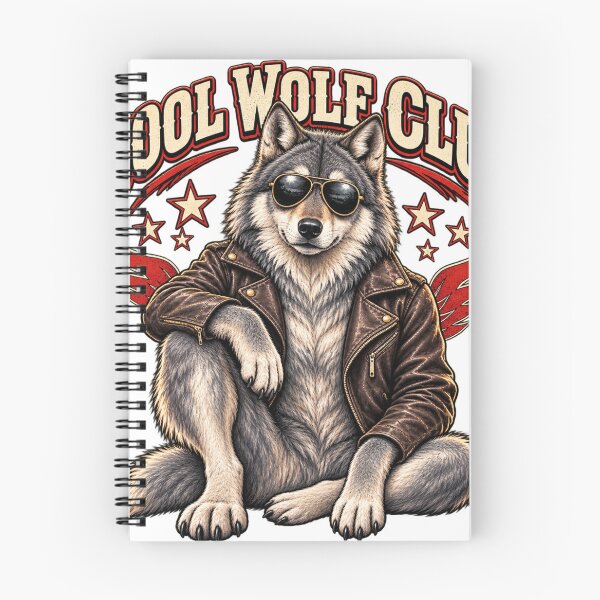 Item preview, Cool Wolf Club – Vintage Wolf in Leather Jacket & Aviator Sunglasses designed and sold by droidtech.