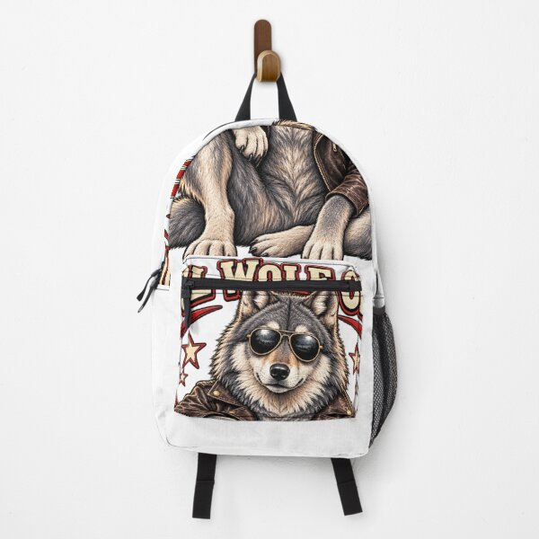 Item preview, Cool Wolf Club – Vintage Wolf in Leather Jacket & Aviator Sunglasses designed and sold by droidtech.