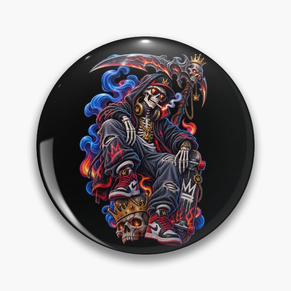 Item preview, Streetwear King Skeleton with Scythe and Skateboard Graphic designed and sold by KTD28_SHOP.