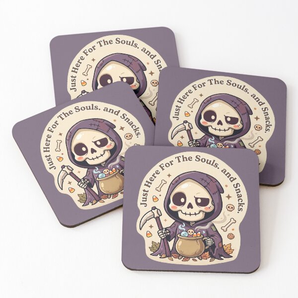 Item preview, Just Here For The Souls And Snacks — Cute Grim Reaper Halloween Art designed and sold by NadinArtStudio.