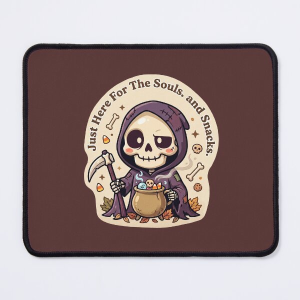 Item preview, Just Here For The Souls And Snacks — Cute Grim Reaper Halloween Art designed and sold by NadinArtStudio.