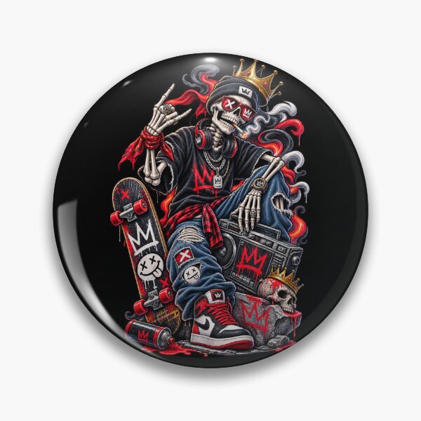 Item preview, Crown Skull Streetwear Skater Skeleton with Boombox Graphic designed and sold by KTD28_SHOP.